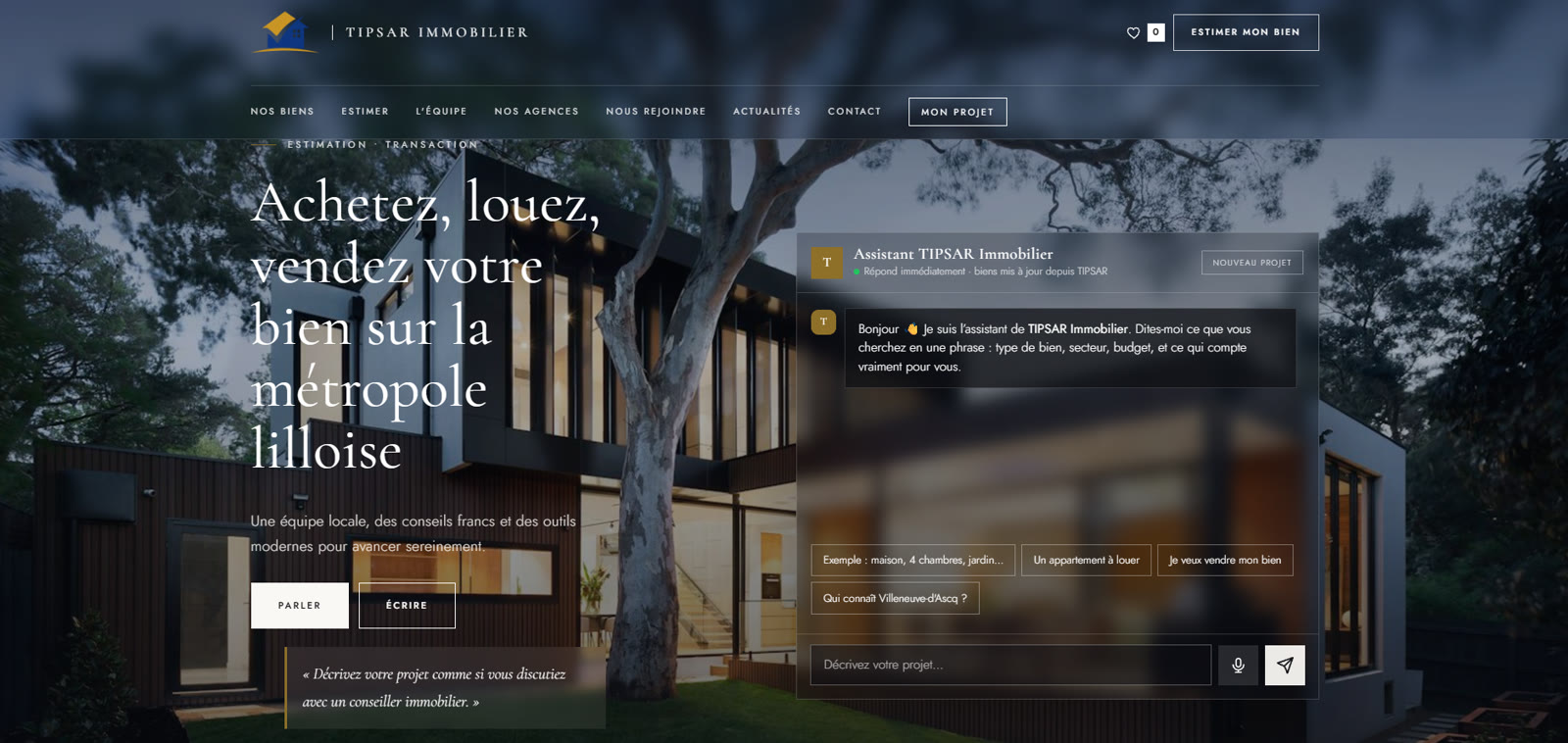 Site d'agence, style Concierge