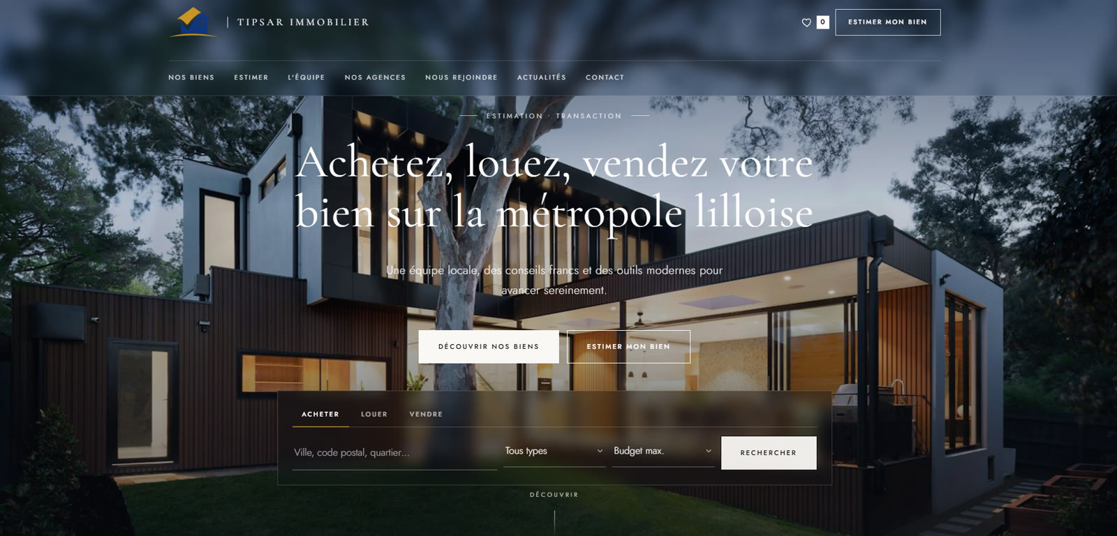 Site d'agence, style Signature